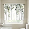 thumbnail image 4 of huayou 2 Pack Printed Kitchen Tier Curtains, 27.56x39.4 Inch Watercolor Eucalyptus Leaf Floral Short Window Curtains, for Indoor Kitchen Farmhouse Home Window Decor, 4 of 7
