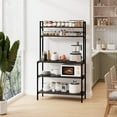 thumbnail image 2 of Bakers Rack with Storage, 5-Tier Free Standing Kitchen Shelves, Industrial Coffee Bar with Hutch, Microwave Oven Stand Countertop Organizer for Spice (Dark Brown), 2 of 9