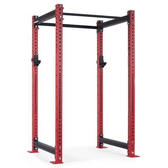 Titan Fitness X-3 Series 80" Red Bolt-Down Power Rack, 36" Depth, Rackable 1650 LB Cage, 1.25" and 2" Pull Up bars, Standard J-Hooks, Weightlifting and Strength Training