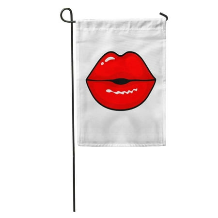 SIDONKU Lips Kiss Patch White Cool Red Kissed Selphie Cartoon Garden Flag Decorative Flag House Banner 28x40