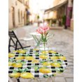 thumbnail image 4 of Fitted Round Tablecloths Table Covers 36-44in,Watercolor Fruit Lemon and Leaf Waterproof Elastic Edged Table Cloth for Kitchen Dining Holiday Party Tables Decor,White and Black Plaid Checker, 4 of 6