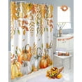 thumbnail image 5 of Orange Beige Pumpkin Shower Curtain Set ，Waterproof Fabric Shower Curtains Thanksgiving Fall Brown Eucalyptus Leaves Sunflower Shower Curtains for Bathroom,Bathroom Decor 72"x84", 5 of 7