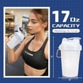 thumbnail image 2 of CREAWELLAY Paquete de 2 botellas cocteleras para mezclas de proteínas, botella pequeña coctelera de proteínas de 17 oz con asa, vasos coctelera de gimnasio con bola de mezcla para preentrenamiento, si, 2 of 5