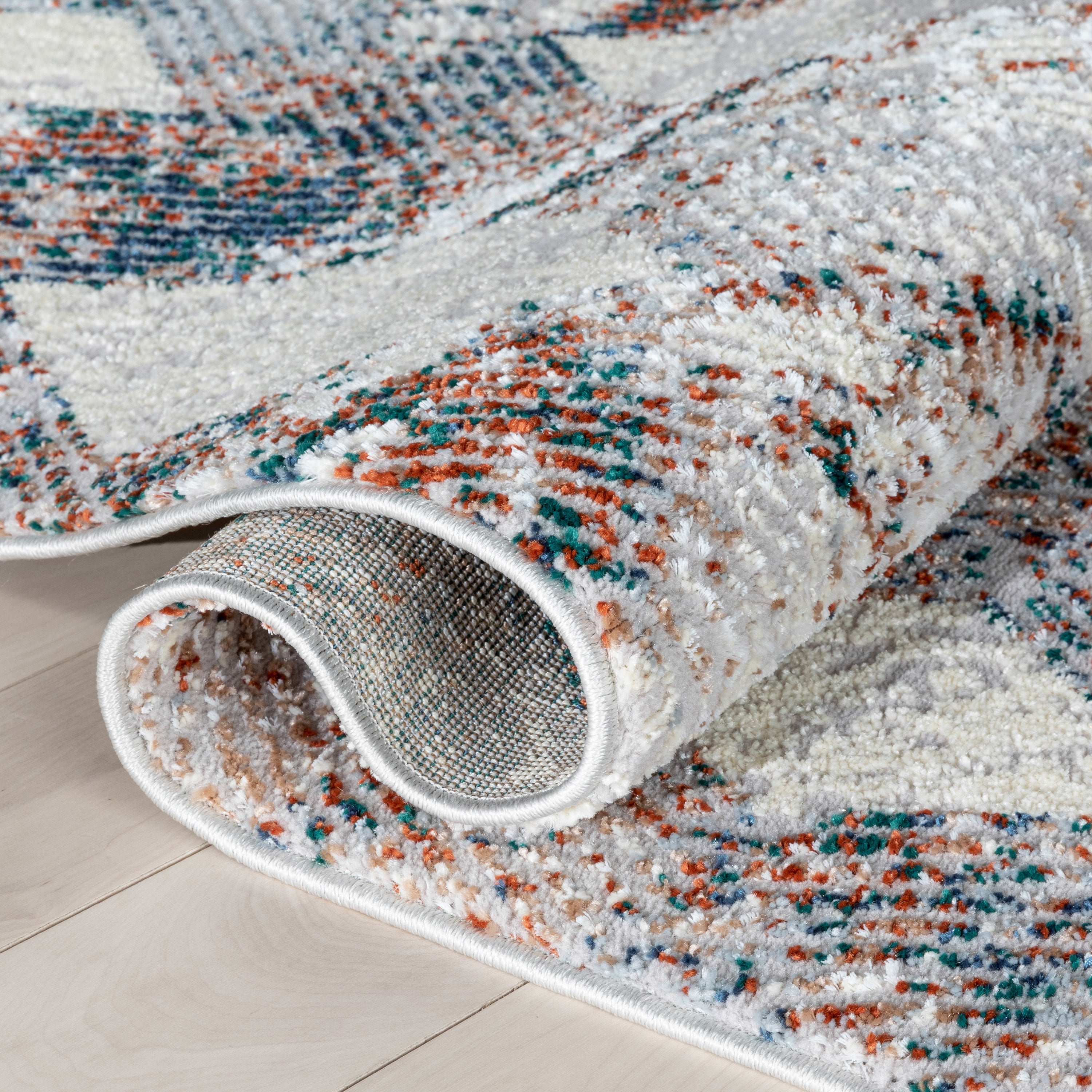 Well Woven Leona Area Rug, 9' x 7', Geometric pattern in contemporary colors, Super soft-textured yarn, Easy to clean