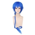 thumbnail image 1 of Peluca para cosplay, azul vibrante, trenzada en capas cortas, 120 cm, 1 of 3