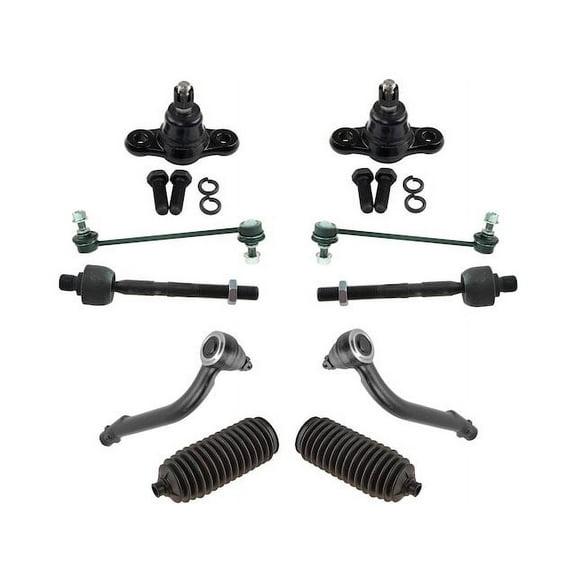 Front Ball Joints Tie Rods Sway Bar Link Kit 10 Piece - Compatible with 2010 - 2013 Kia Forte 2011 2012
