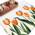 thumbnail image 2 of 6'x9' Area Rugs, Orange Tulip Indoor Outdoor Area Rug for Living Room Bedroom, Watercolor Retro Elegant Botanical Washable Bathroom Rugs Kitchen Floor Carpet Mats Home Decor Aesthetic, 2 of 8