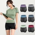 thumbnail image 1 of Women Running Shorts 2-in-1 Wide Waistband Letters Coverage Layer Compression, 1 of 8