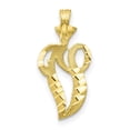 thumbnail image 1 of Diamond2Deal 10K Yellow Gold Grooved Letter V Initial Pendant for Women, 1 of 5