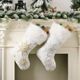 thumbnail image 3 of Vnanda Christmas Stockings, White Snowflake Large Stockings Faux Fur Fireplace Hanging Candy Gift Socks Christmas Ornament Gift Bags for Family Holiday Xmas Party Decorations, 3 of 6