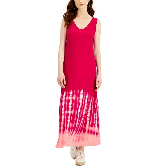 Style & Co Womens Tie Dyed Sleeveless Maxi Dress Ma Antique Peach L