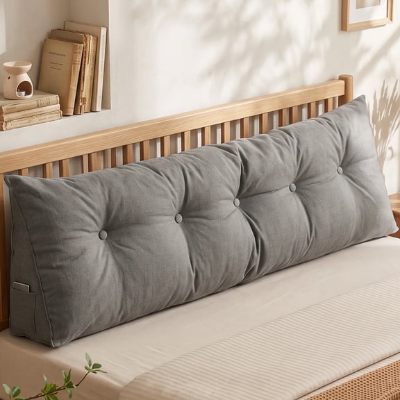 YEERSWAG® Headboard Pillow for Bed, Backrest Pillow for Sitting Up, Reading Pillow with Button Tufted Design, Bed Support Cushion for Bedroom, King 70 x 19 x 7.8 Inches, Dark Gray