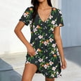 thumbnail image 2 of ZHYou Nightgowns for Women Short Sleeve V Neck Pleated Flowy Sleep Shirts Casual Soft Comfy Printed Sleepwear Dresses Black XL, 2 of 7