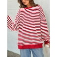 thumbnail image 2 of PRETTYGARDEN Womens Striped Oversized Sweatshirt Color Block Crew Neck Long Sleeve Casual Loose Pullover Top Y2K Clothes, 2 of 9