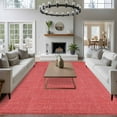 thumbnail image 4 of Area Rug for Living Room, Vintage Coral Red Non-Slip Indoor Large Carpet for Bedroom/Dining Room, Farmhouse Retro Solid Color Linen Texture Washable Low-Profile Rectangle Floor Runner Rugs - 5 x 8 Ft, 4 of 7