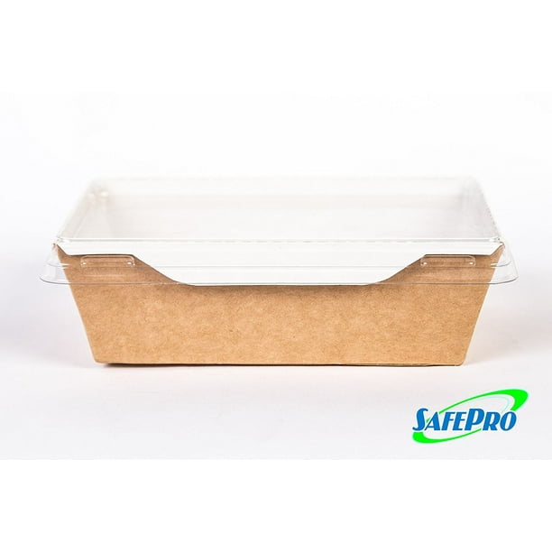 SafePro (Set of 100) ECO Kraft Window Salad Box w/clear Lid 8.25" X 2