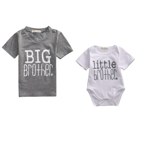 - New Little Brother Baby Boy Romper Big Boy T-shirt Tops Tee Matching Outfits
