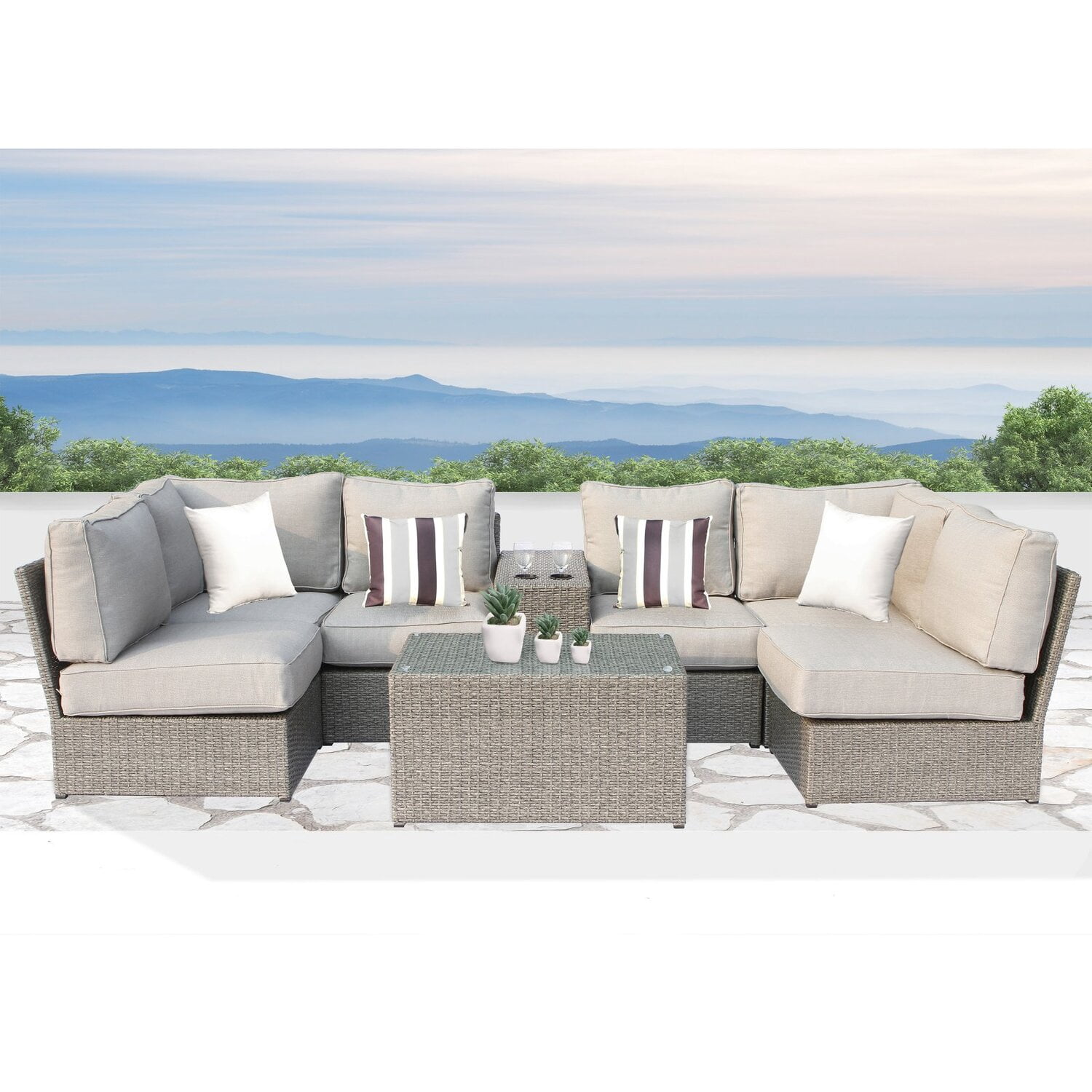 Chelsea 8 Piece Cup Table Sectional Set
