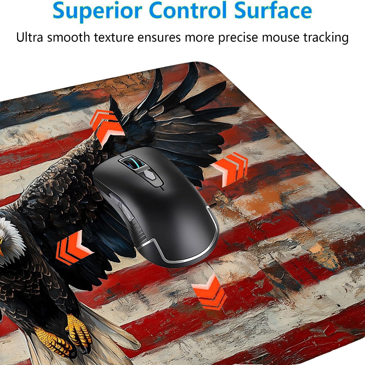 American Flag Gaming Mouse Pad Desk Pad USA Flag XL Mouse Pad Large Mousepad Extended Laptop Keyboard Mat Gaming Desk Pad Mouse Mat Office Computer Keyboard Laptop Home 31.5"x11.8"