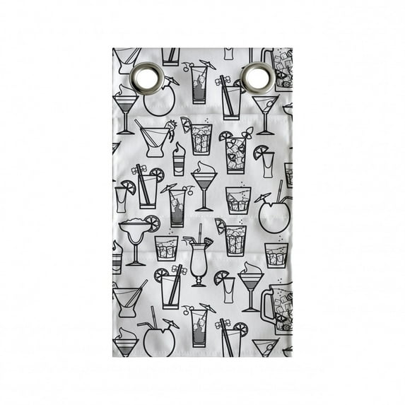 Vodka Soda Hanging Pocket Organizer, Continuous Monochrome Sketch Cocktails of Various Kinds Illustration, Printed Polyester Storage Bag with Pockets, 9" x 16", Charcoal Grey White