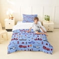 thumbnail image 2 of Castle Fairy Cartoon Construction Truck Twin Comforter Sets 3-Piece for Kids, Cute Mountain Traffic Light Bedding Set for Bedroom, Red Purple, 2 of 6