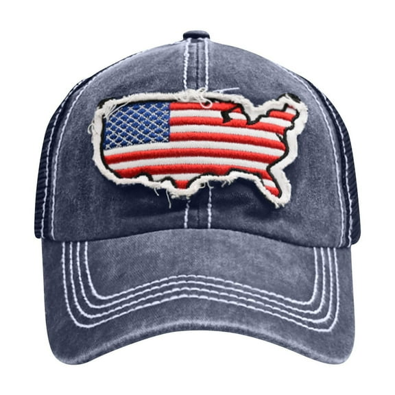 Delliss Washed Distressed Hat For Men Women Unisex 4th of July Vintage Embroidery Baseball Cap