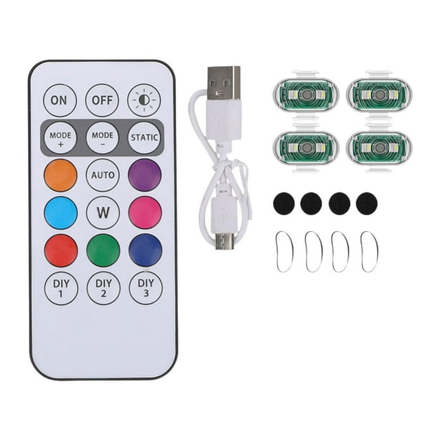 4 luces estroboscópicas LED para aviones, inalámbricas, compactas, recargables, portátiles, de 8 colores Claro