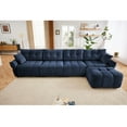 thumbnail image 3 of Miekor Furniture Modular 4-Seater Sofa With Ottoman,Configurable, Solid Wood Frame In Premium Chenille,High-Resilience Cushions,Ideal For Living Rooms, Home Offices, Lounges,In Blue 70274, 3 of 12