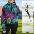 thumbnail image 6 of Chaqlin Colorful Leopard Print Half Zip Sweatshirt for Girls with Pocket Oversize Plus Size Comfy Casual Pullover Soft Loose Top Fall Clothes Size 9-10, 6 of 7