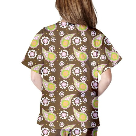 

Puntoco Womens Clearance Scrub Topsen Short Sleeve V-Neck Working Uniform T-Shirts Brown