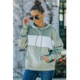 thumbnail image 3 of ABPHQTO Sudadera con capucha y cordón delantero de banda ancha en contraste de mujer verde, 3 of 5