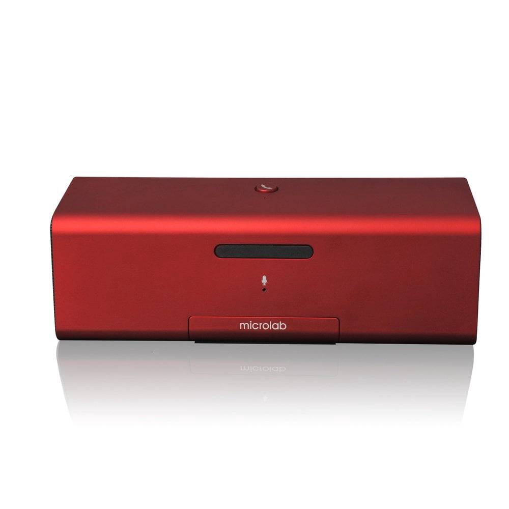 Microlab MD212 Wireless Bluetooth Portable Stereo Speaker w/ Microphone & Rechargeable Battery & Retractable Tray (Red)