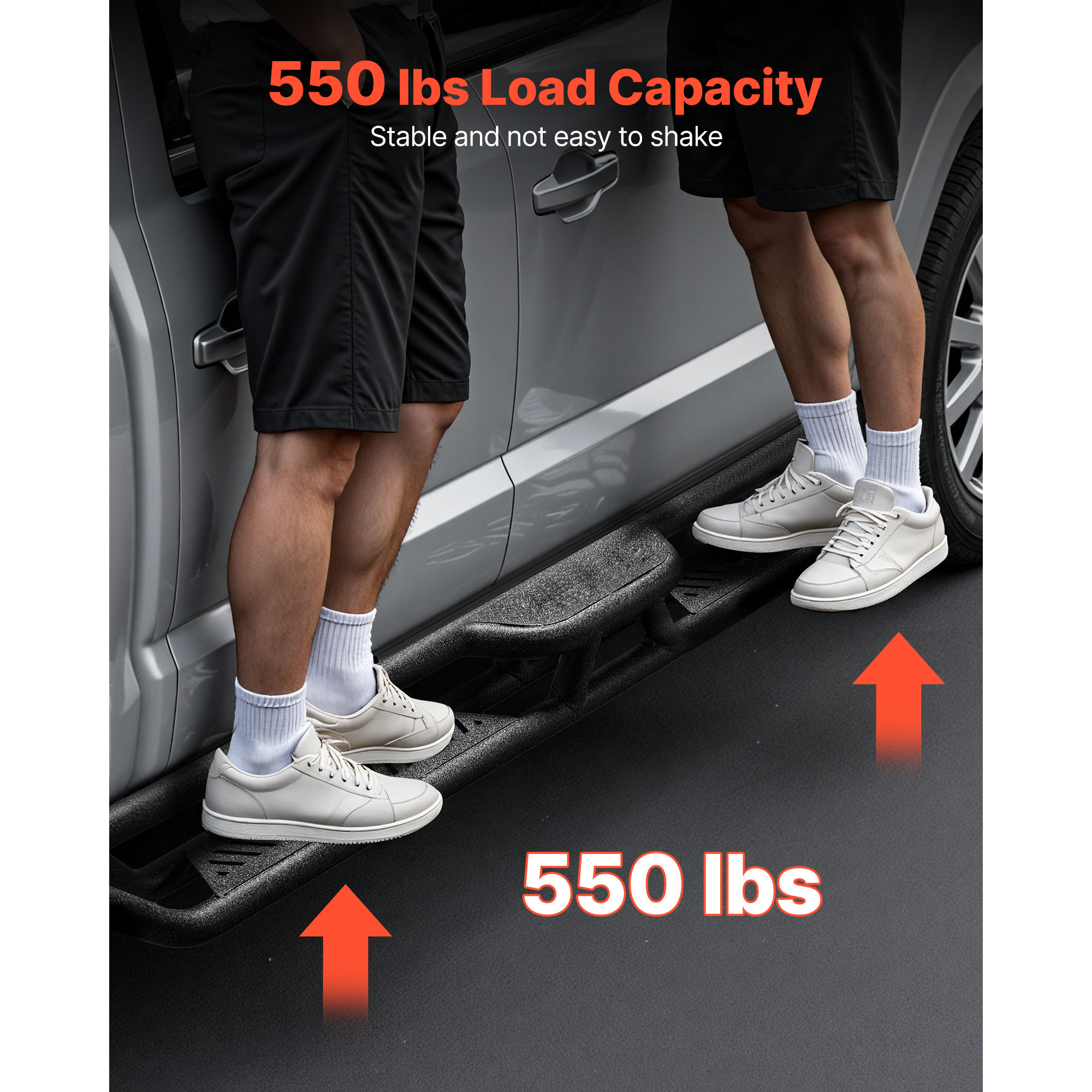 KFFKFF 6-Inch Side Steps for 2007-2018 Jeep Wrangler JK 4-Door, Black Carbon Steel Nerf Bars with 550 lbs Capacity, Non-Slip Hollow Design and Corrosion-Resistant Coating