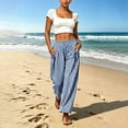thumbnail image 3 of ZHYou No Boundarie Stripe Pants for Women Casual Straight Leg Pull On Loose Drawstring Pockets Comfy Lounge Pants,Sky Blue,Size L, 3 of 6