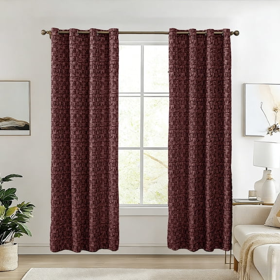 Gumesh Textured Red Curtain, 52"x63" Light Blocking Window Drapes for Living Room & Bedroom