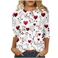 thumbnail image 2 of Jsaierl Womens Valentines Day Shirts Plus Size Love Heart Graphic Tees Trendy 3/4 Sleeve Blouse Round Neck Holiday T-shirt Tops Spring Clothes for Women, 2 of 5