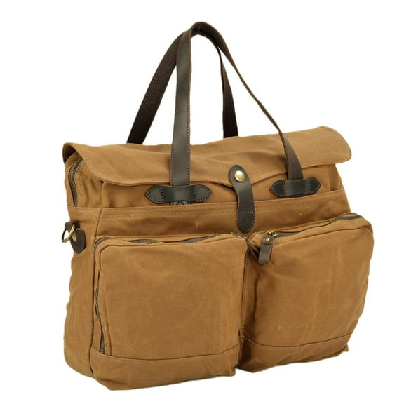 fenteer men's waterproof canvas briefcase - casual and stylish large capacity file bag Khaki