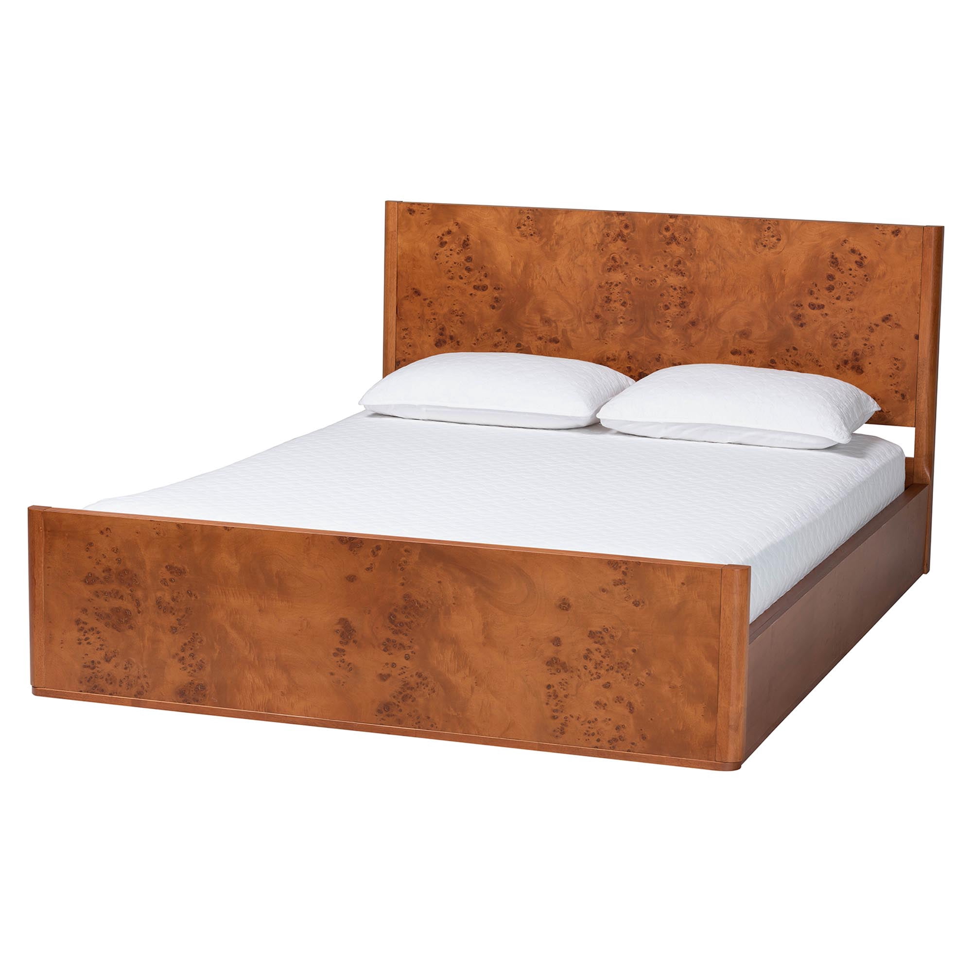 bali & pari Fuentes Modern Platform Bed, Queen, Light Cherry Mappa Burl