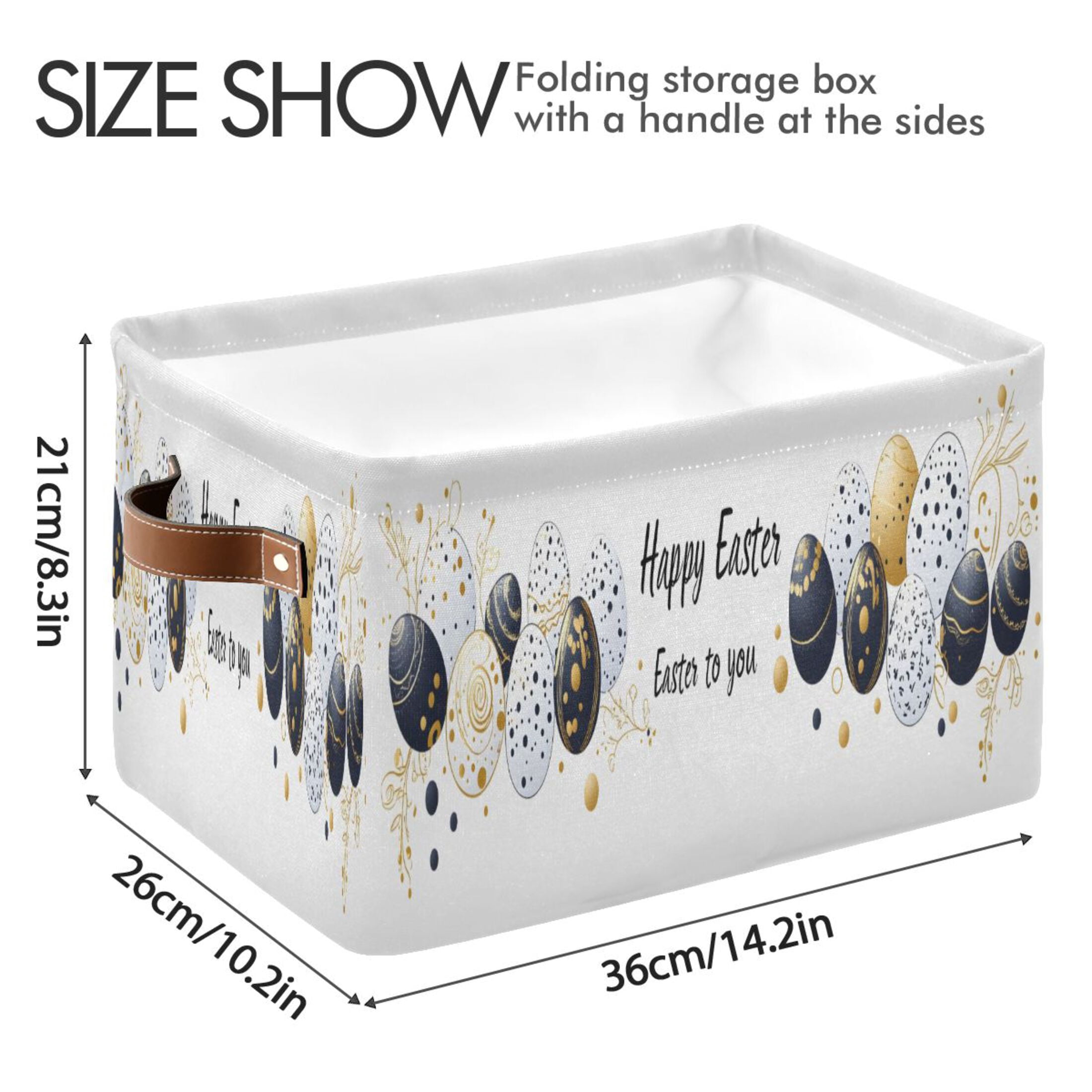Ryvnso Happy Easter Storage Basket Large Bin Foldable Boxes Toys Organizer 14.2x10.2x8.3in 2 PCs