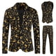 thumbnail image 3 of Traje navideño de 3 piezas para hombre, con estampado de copos de nieve y muñeco de nieve, traje informal de manga larga, chaqueta de un solo pecho, pantalones y chaleco, conjunto para Navidad, 3 of 5