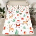thumbnail image 2 of jejeloiu Kawaii Santa Claus Twin Sheet Sets,Merry Christmas Twin Fitted Sheet,Xmas Reindeer Gifts Flat Sheet For Children,Lightweight Room Decor,3pcs, 2 of 7