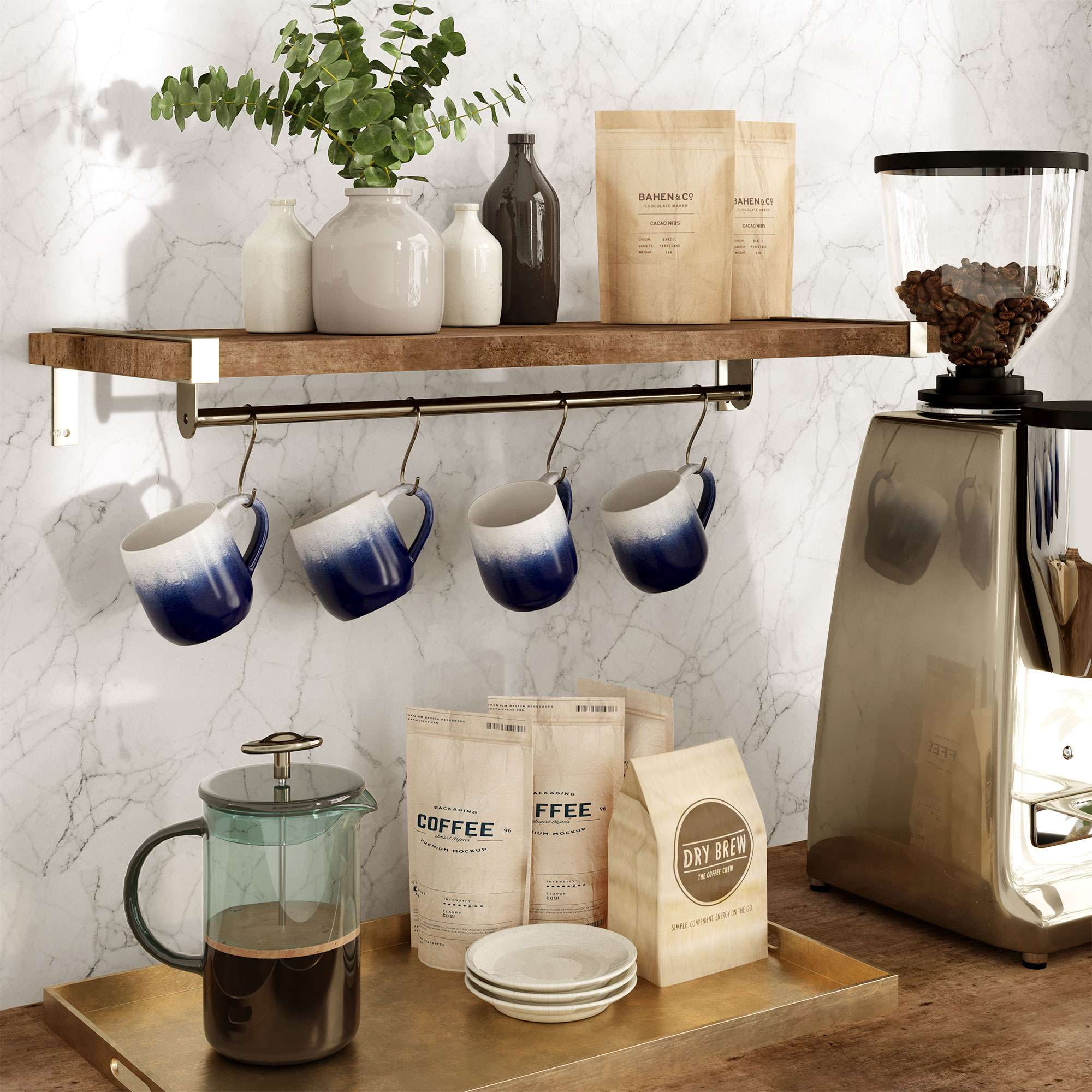 Modern Market Set of 4 Large 16oz Ceramic Coffee Mugs – Stoneware Coffee  Mug Tea Cup Set, 5.75 x 4 x 3.75, Beige