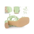 thumbnail image 2 of BLISSFUL STEP Square Toe Strappy Lace Up Slingback Block Heel Sandals for Women Mint Green 6.5, 2 of 5