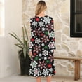 thumbnail image 4 of Women's Christmas Printed Fashionable Loose Round-Neck Dress, Holiday Print, Casual Wear, Retro Style, Comfort Fit, Everyday Dress, Festive,Black,S, 4 of 5