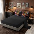 thumbnail image 5 of meiyoeat Graffiti Dripping Football Twin Bedding for Boys, Rainbow 67 Number Stars Bedding Comforter Set, Black Reversible, 7 Pieces, 5 of 6