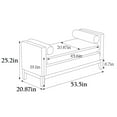 thumbnail image 6 of 53.5"W Vintage Bench with Wood Legs & Velvet Upholstery, Bolster Pillows Ottoman for Bedroom End of Bed, Living Room & Entryway Seating, Ivory Fabric Design, 6 of 6