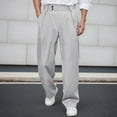 thumbnail image 2 of XIAOCHA Mens Pleated Front Dress Pant Wide Leg Full Length Button Waist Trouser Smooth Minimalist office Pants, 2 of 5