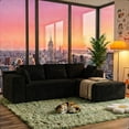 thumbnail image 4 of Cloud Couch, Lofka 105" Cloud Modular Sectional Sofa, Corduroy L-Shape Couch with Chaise, Deep Seat Boneless Floor Sofa for Living Room, Black, 4 of 14