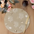 thumbnail image 3 of Coastal Brown Coral Round 13 Inch Placemats Set of 2, Summer Ocean Starfish Conch Nautical HeatResistant Non Slip Place Mats for Dining Table, Wipeable Braided Kitchen Table Mats for Housewarming, 3 of 9