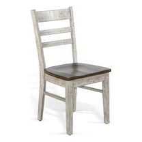 Camie Dining Chair Set of 2- Ladderback Design- Gray Mahogany Wood